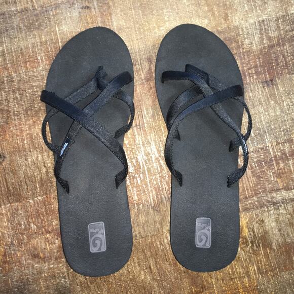 Teva Mush Mandlyn Ola Wedge Sandal Black Womens 11 Minimalist Comfort Strappy - Picture 2 of 8